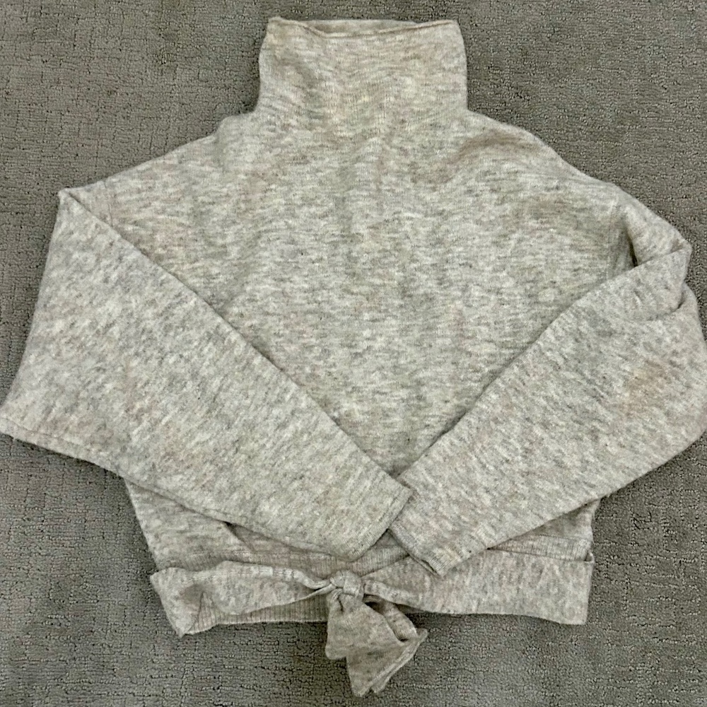 Aritzia Wilfred Lorin Tie Knit Wool Cashmere Sweater Turtleneck